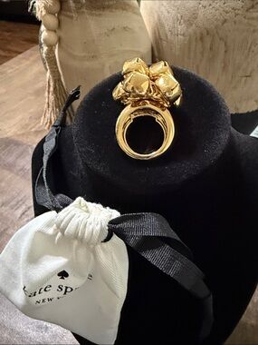 EUC RARE kate spade ring bell adjustable inner ring 14k gold plated